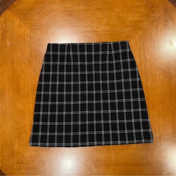 NEW J.Jill Black/Cream Windowpane Plaid Mini Skirt SP Small Petite Cotton Blend - Picture 3 of 16